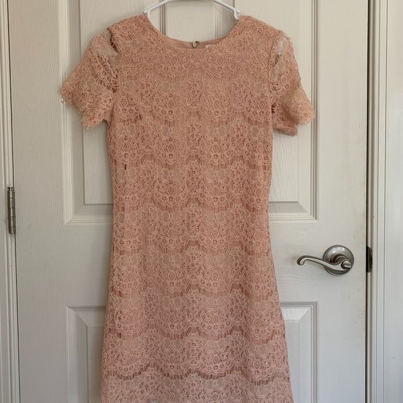 Pink Lily Dresses & Skirts - Pink Lily Boutique Women's Lace Short Sleeve Dress, Blush Pink, size S NWT